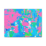 Neon Splash Abstract Canvas Print – Bright Pink & Aqua Modern Wall Art thumbnail 3