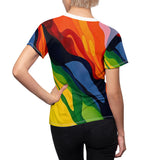 Women's Abstract Colorwave Tee — Vibrant All-Over Print Shirt thumbnail 5