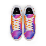 Men's Low-Top Sneakers — Vibrant Sunset Swirl Leather Casual Shoes thumbnail 2