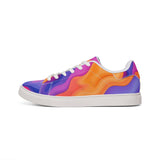 Men's Low-Top Sneakers — Vibrant Sunset Swirl Leather Casual Shoes thumbnail 3
