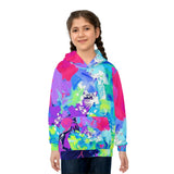 Kids' Neon Splash Hoodie – Colorful Abstract All-Over Print thumbnail 4
