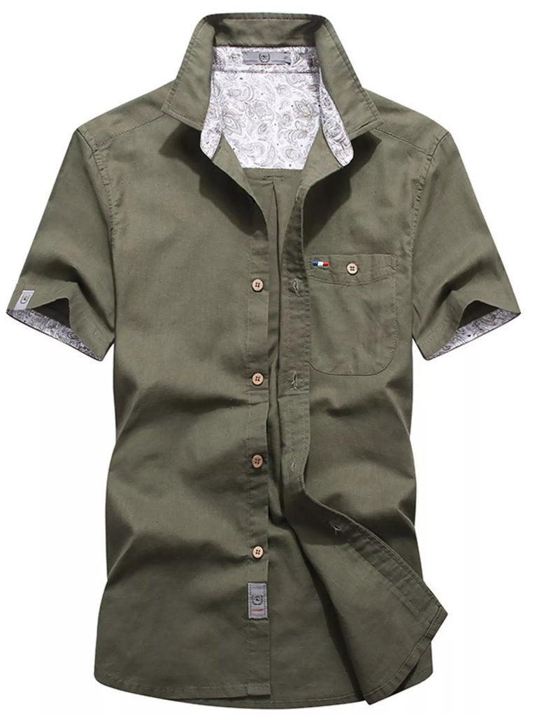 Men's Full Size Button Up Short-Sleeve Casual Shirt Plus Size