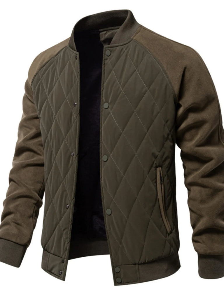 Men's Quilted Snap Down Long Sleeve Jacket