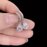 1 Carat 925 Sterling Silver Moissanite Hoop Teardrop Earrings thumbnail 8