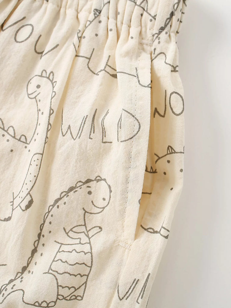 Children's Dinosaur Print Elastic Waist Pants