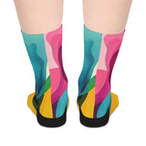 Colorful Abstract Mid-Crew Socks — Vibrant Watercolor Pattern thumbnail 2