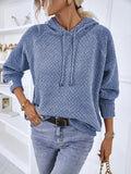 Texture Drawstring Long Sleeve Hooded Sweater thumbnail 10
