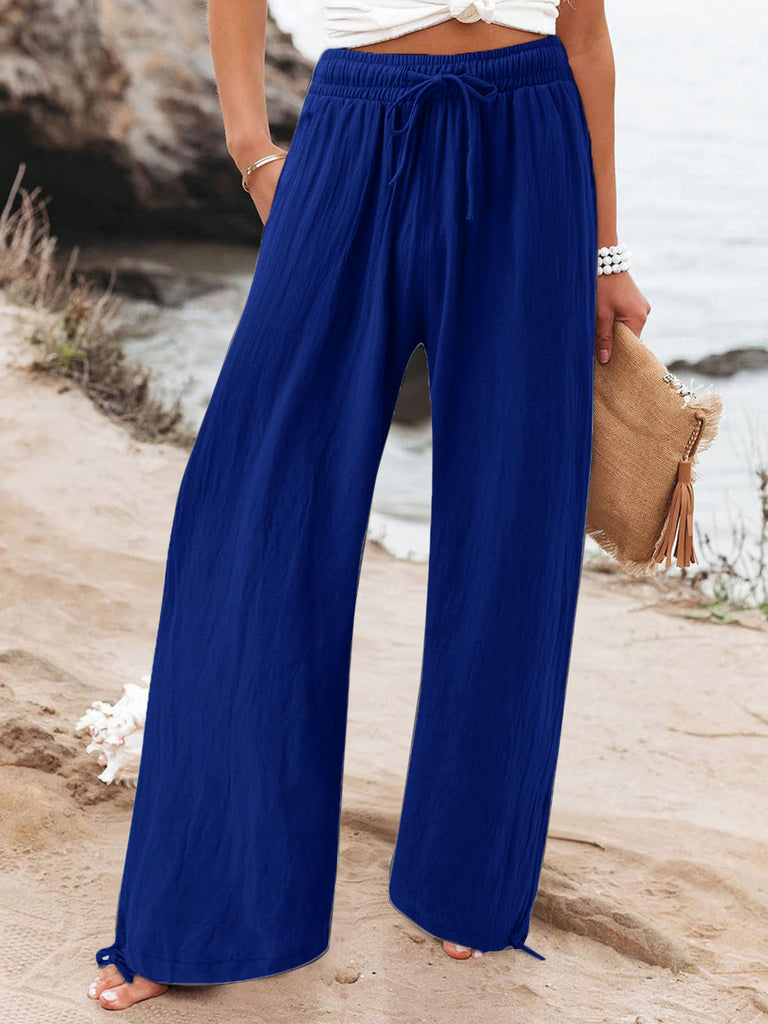 Full Size Drawstring Wide Leg Pants Plus Size