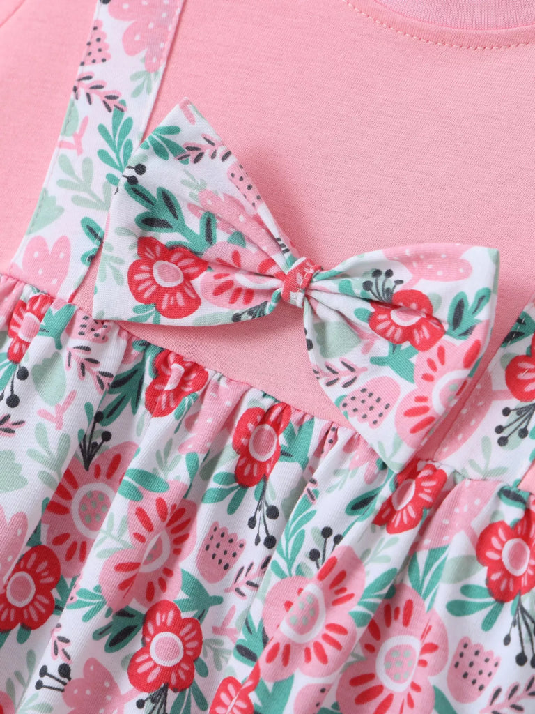 Children's Floral Print Bow Detail Dress