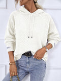 Texture Drawstring Long Sleeve Hooded Sweater thumbnail 14