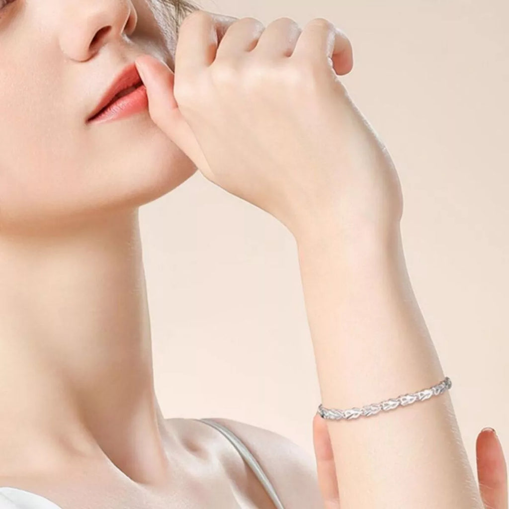 925 Sterling Silver Heart Link Bracelet
