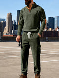 Men's Full Size Casual Button Detail Top and Pants Set Plus Size thumbnail 6