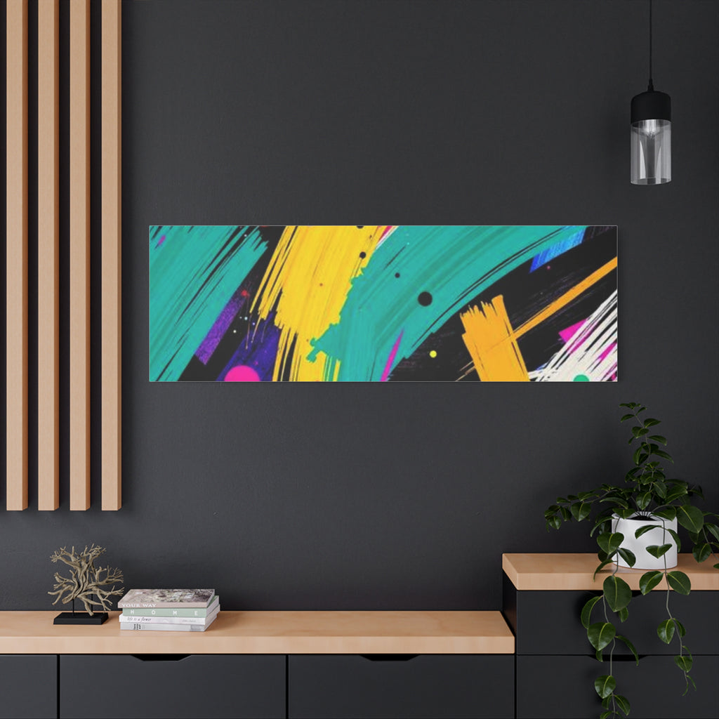 Abstract Neon Brushstroke Canvas Print — Colorful Modern Wall Art