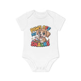 Baby Bodysuit — "Paws Off My Snacks" Cute Puppy Organic Short Sleeve Onesie thumbnail 2