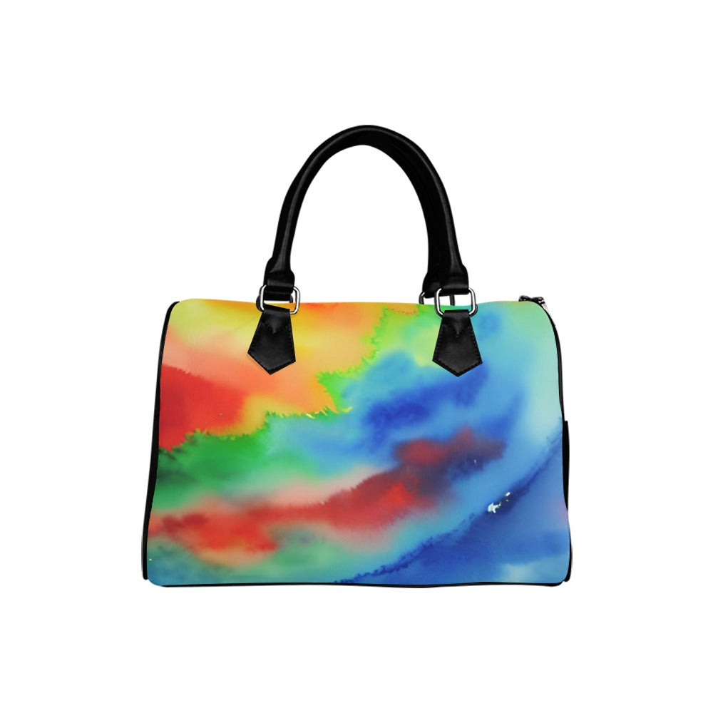 Watercolor Art Barrel Handbag – Canvas & PU Leather Printed On Demand