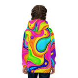 Kids' Psychedelic Rainbow Hoodie — Vibrant Swirl All-Over Print thumbnail 5