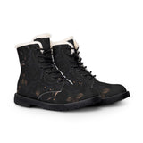Women's Black Rose Fur-Lined Leather Boots — Warm Winter Lace-Up Combat Style thumbnail 2