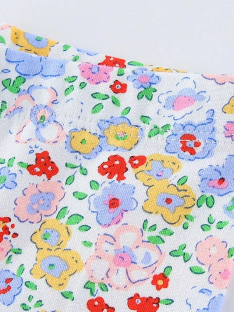 Children's Floral Print Stretch Leggings