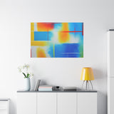 Abstract Color Field Matte Canvas Print — Vibrant Blue, Yellow & Red Stretched Wall Art thumbnail 87