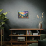 Sunset Valley Landscape Canvas Print — Cottage, Mountains & Wildflowers Matte Stretched thumbnail 8