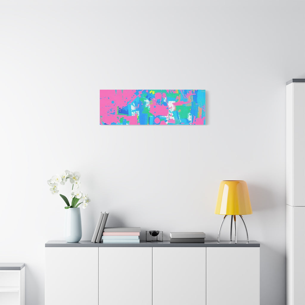 Neon Splash Abstract Canvas Print – Bright Pink & Aqua Modern Wall Art