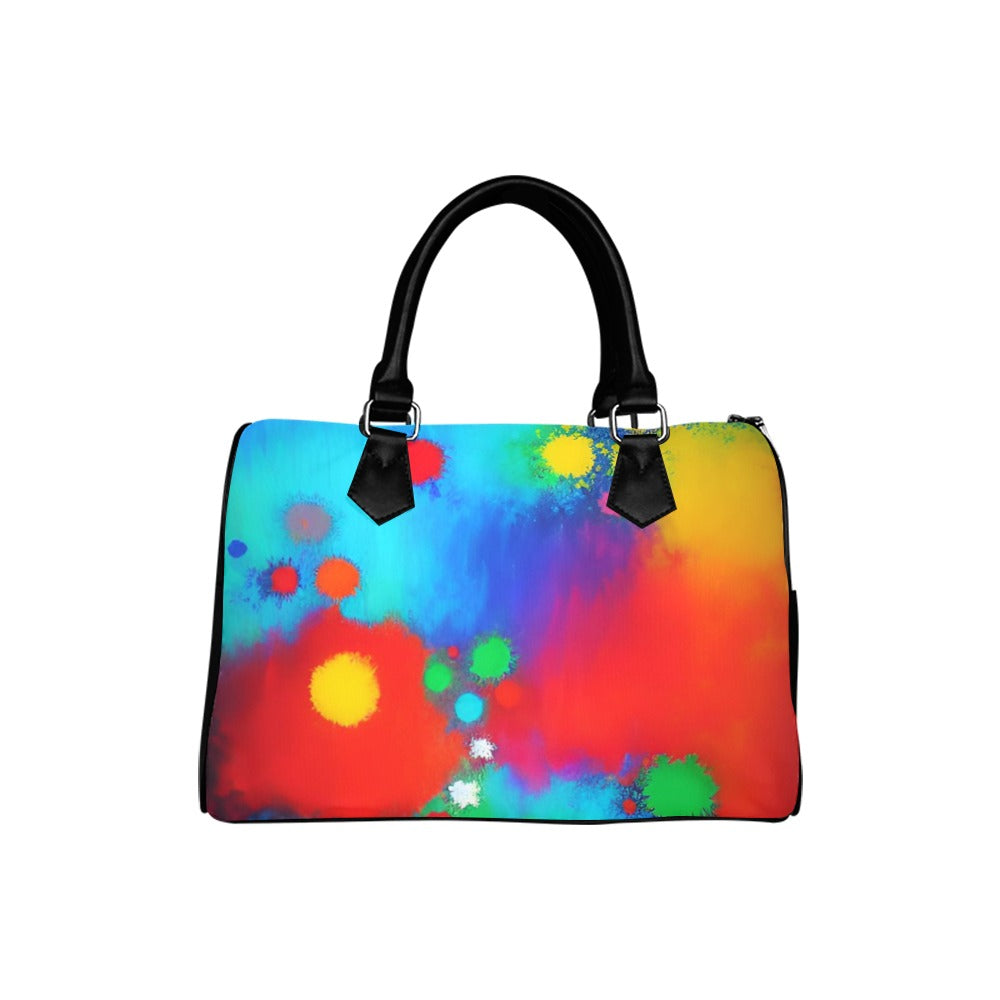 Abstract Art Barrel Type Handbag – Canvas & PU Leather Printed Handbag