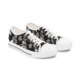 Low Top Sneakers — Black & White Floral Canvas Women's Casual Shoes thumbnail 2