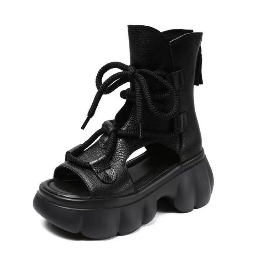 Chunky Platform Lace-Up Sandals