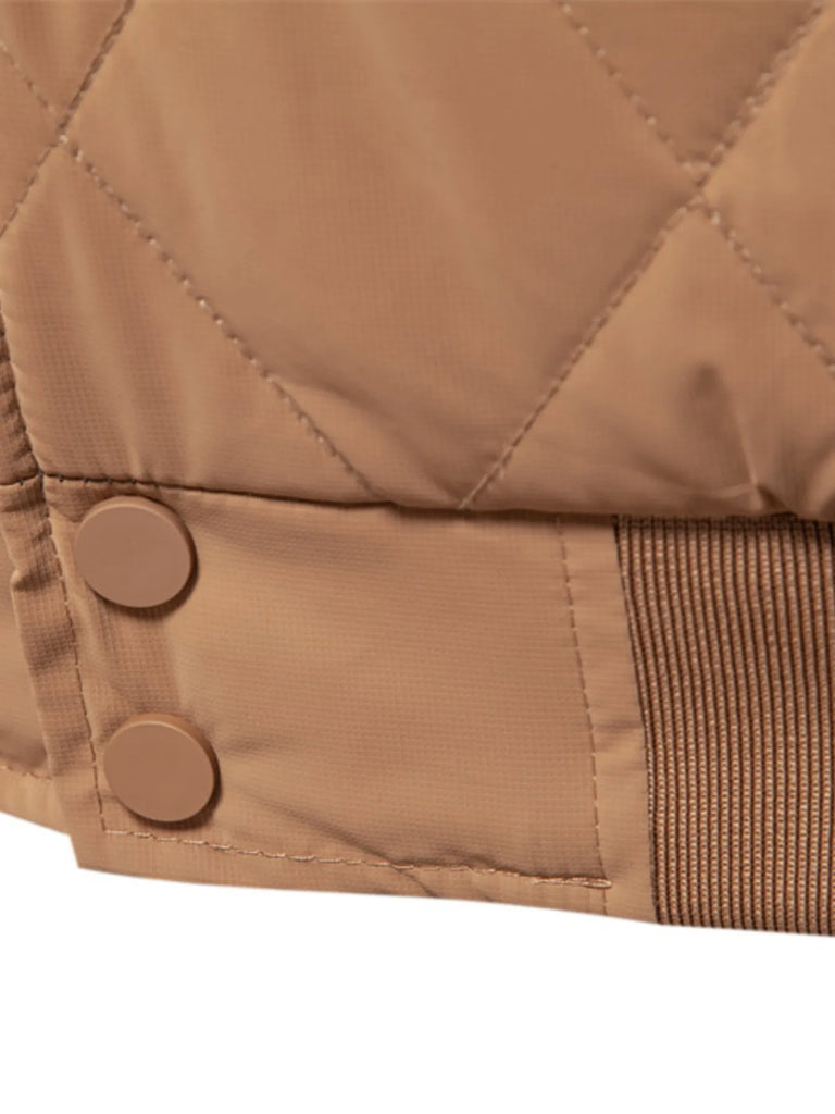 Men's Quilted Snap Down Long Sleeve Jacket