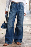 Drawstring Waist Wide Leg Shirred Jeans thumbnail 2