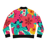 Floral Burst Women's Bomber Jacket — Bright Hawaiian All-Over Print thumbnail 2