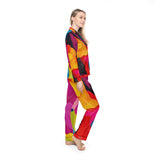 Satin Pajamas — Vibrant Abstract Color Splash Sleep Set thumbnail 5