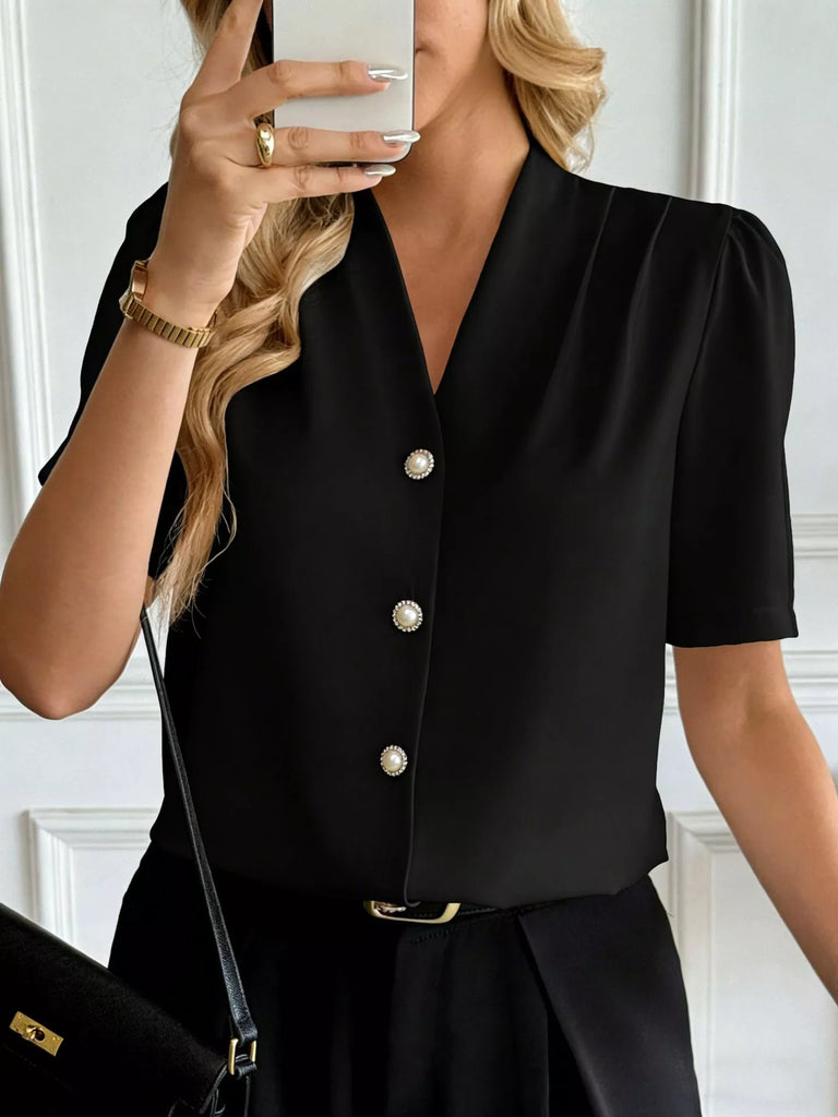 V-Neck Button-Down Shirt