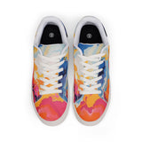 Men's Low-Top Leather Sneakers — Vibrant Abstract Watercolor Print thumbnail 2