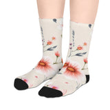 Floral Mid-Length Socks — Soft Pink Watercolor Blooms Pattern thumbnail 3