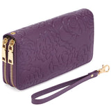Embossed Floral Pattern Double Zipper Wallet thumbnail 3