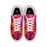 Psychedelic Swirl Leather Sneakers — Men's Low-Top Colorful Graphic Trainers thumbnail 2
