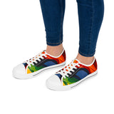 Low Top Sneakers — Vibrant Rainbow Wave Women's Canvas Shoes thumbnail 8