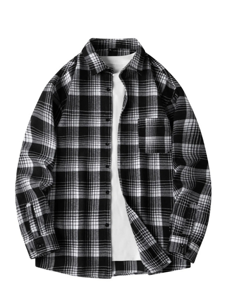 Men's Plus Size Plaid Long Sleeve Shirt