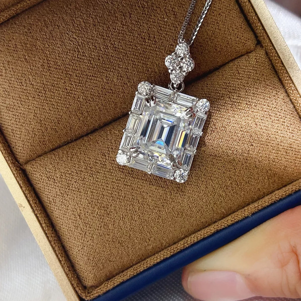 5 Carat 925 Sterling Silver Moissanite Pendant Necklace