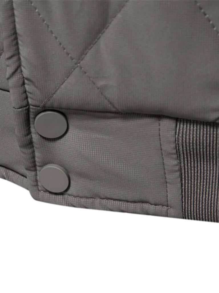Men's Quilted Snap Down Long Sleeve Jacket