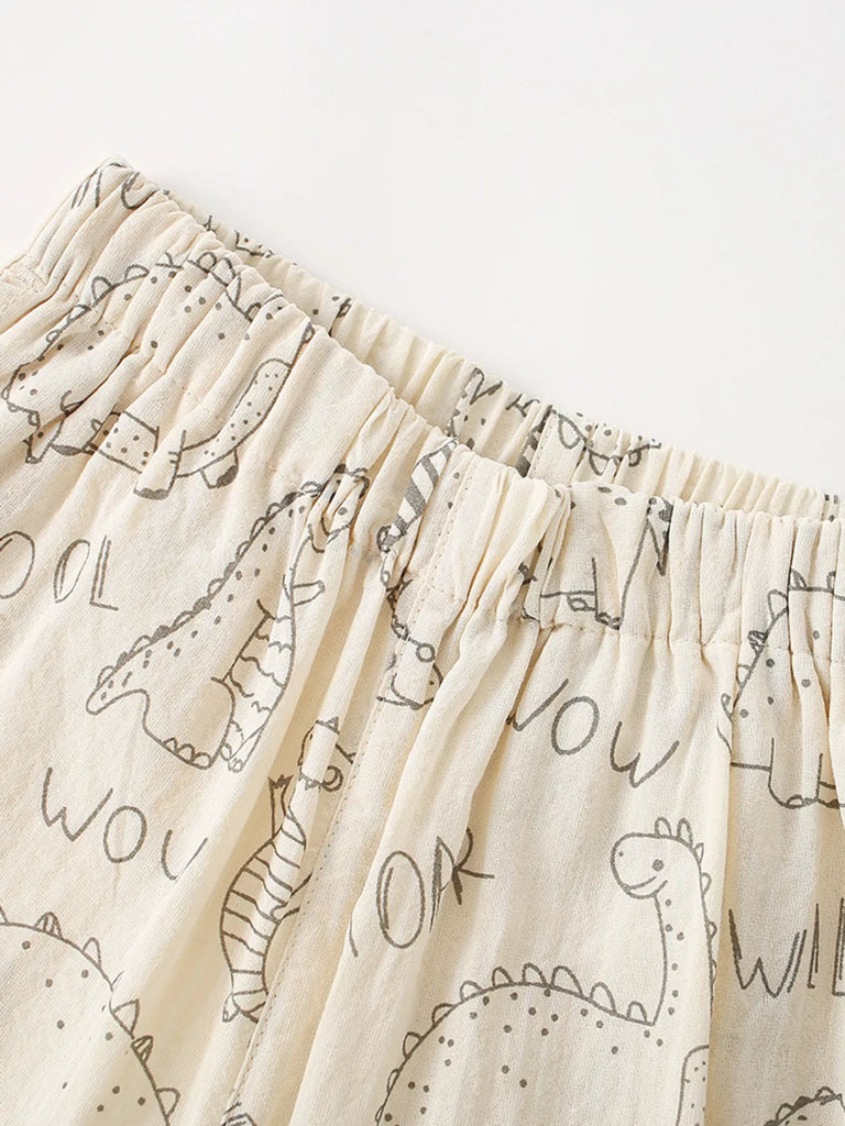 Children's Dinosaur Print Elastic Waist Pants
