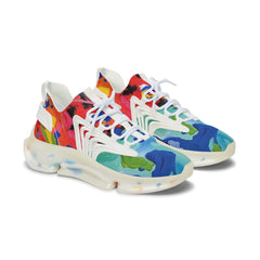 Colorful sneakers with abstract pattern on a white background