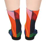 Colorful Abstract Flame Mid-Length Socks – Vibrant Rainbow Art Crew Socks thumbnail 2