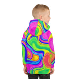 Kids Psychedelic Swirl Hoodie – Bright Rainbow All-Over Print thumbnail 8