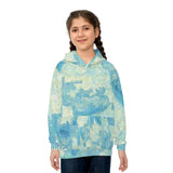 Kids Hoodie - Blue Watercolor Camo All-Over Print thumbnail 4