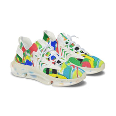 Colorful sneakers with a white sole on a white background