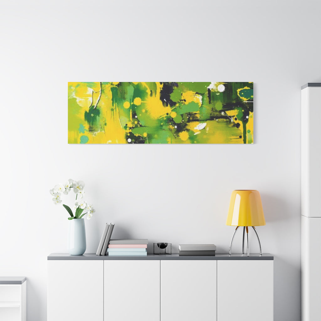 Abstract Green & Yellow Matte Canvas Print – Vibrant Modern Wall Art