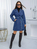 Belted Double-Breasted Denim Jacket thumbnail 3