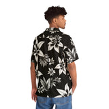 Black & White Tropical Hawaiian Shirt — Men's Floral AOP Button-Up thumbnail 4